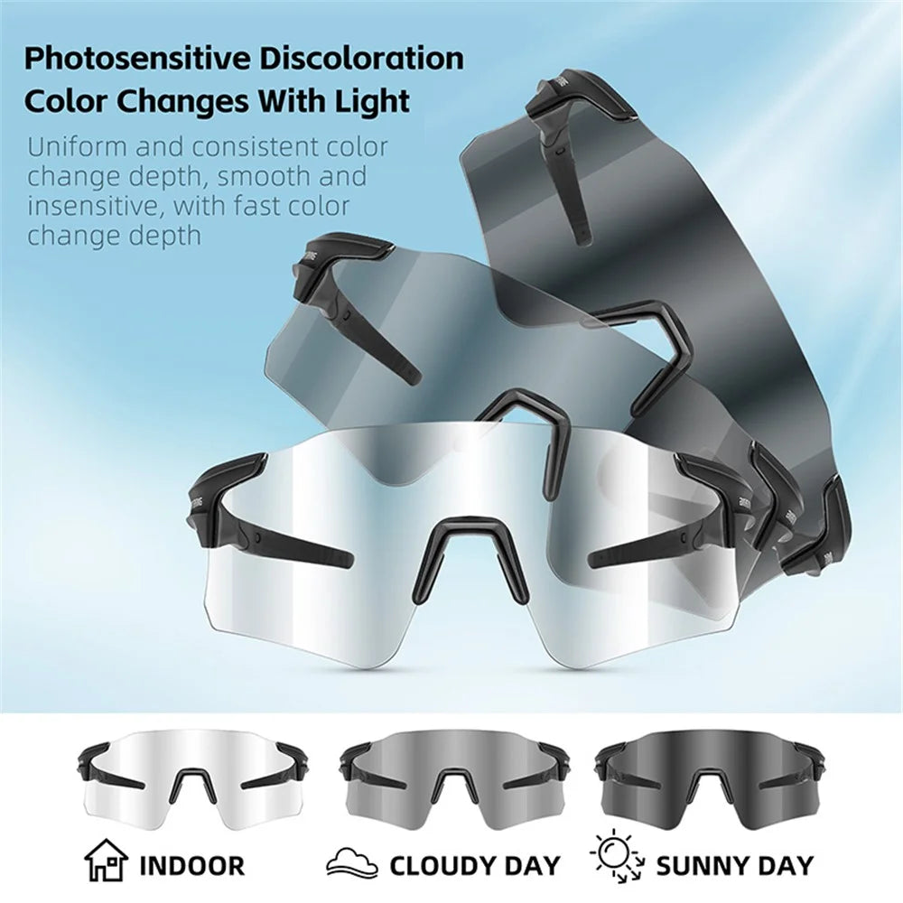 WEST BIKING YP0703155 Bike Sunlight Block PC Glasses Lightweight Photochromic Sunglasses for Bicycle Riding - Black - 3