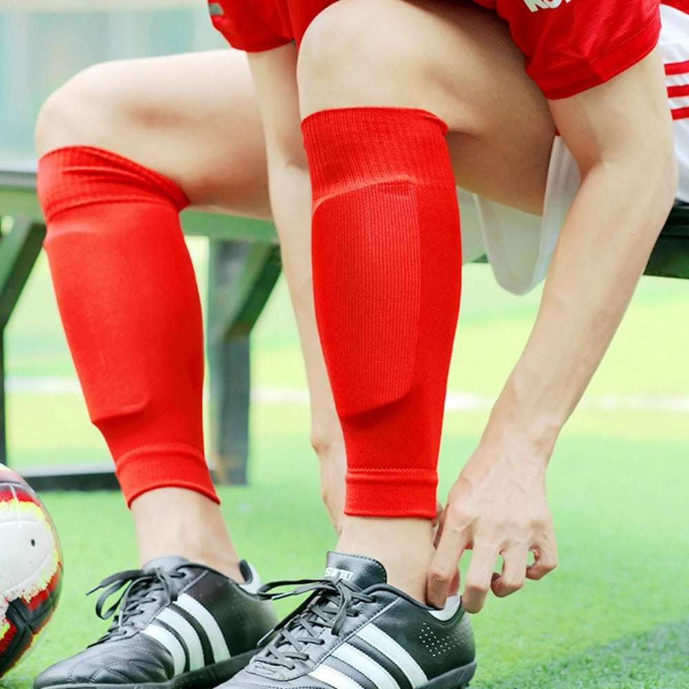 LINTORE 1 Pair Adult Soccer Leg Sleeves Socks Sweat Absorbent Calf Compression Sleeves - Yellow - 3