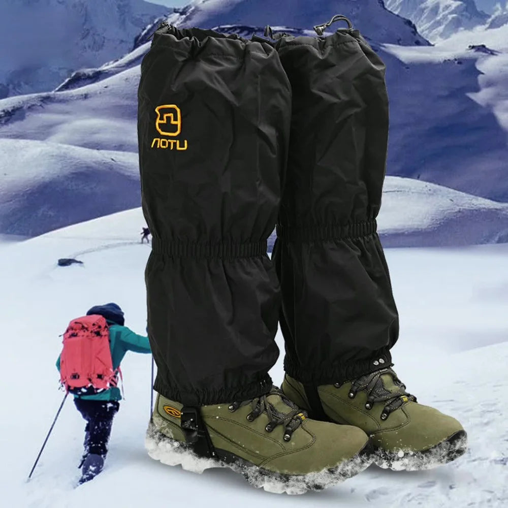 AOTU 1 Pair Anti-slip TPE+Manganese Steel Crampons + 210D Oxford Cloth Leg Gaiters Snow Walking Shoes Accessories - 2