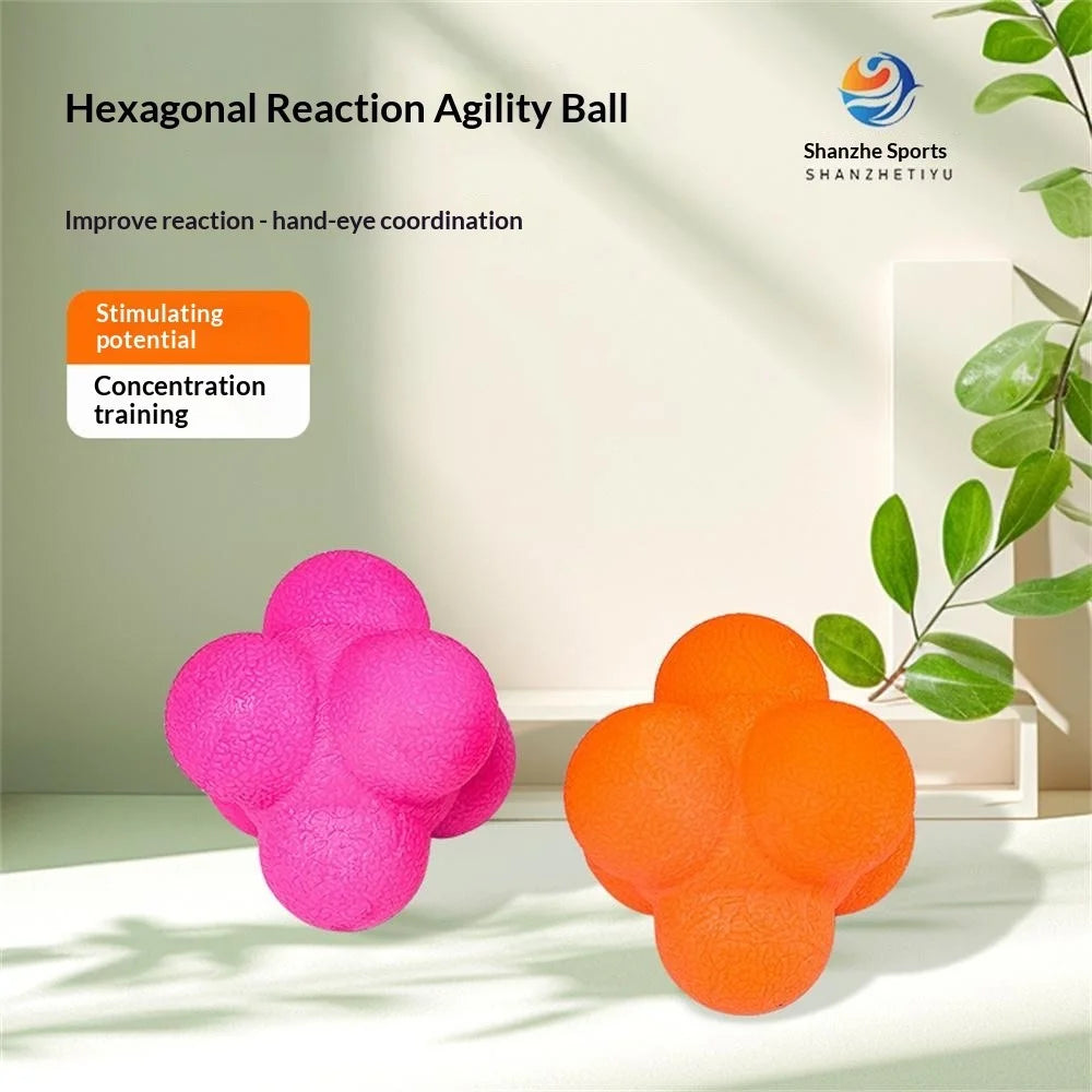 5.5cm Hexagonal Reaction Ball High Bounce TPR Ball Outdoor Sports Toy for Agility Game - Red - 3