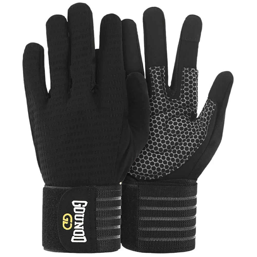 GOUNOD GL045 Full Finger Fitness Gloves Breathable Wrist Support Weightlifting Gloves Size L - 1