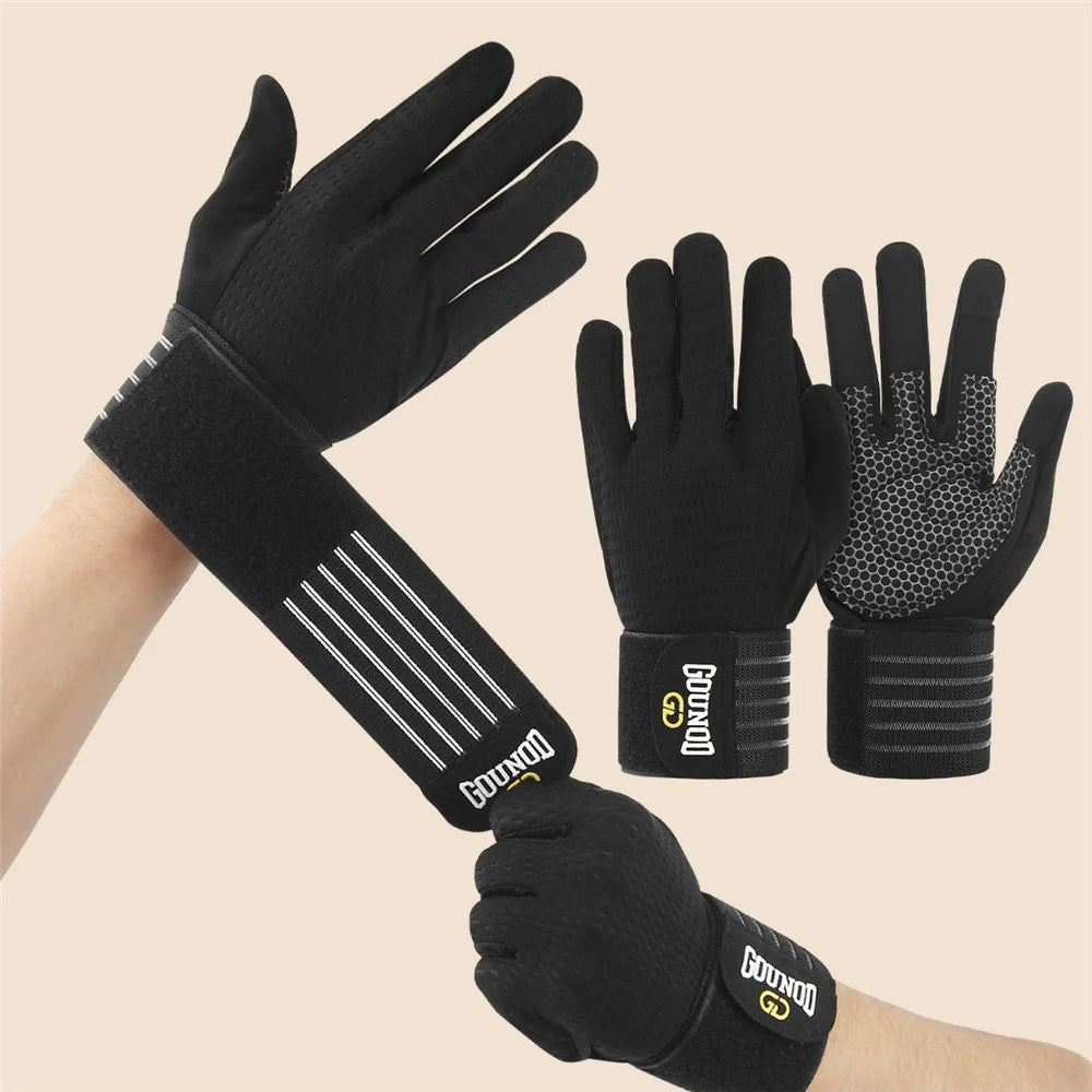 GOUNOD GL045 Full Finger Fitness Gloves Breathable Wrist Support Weightlifting Gloves Size L - 2
