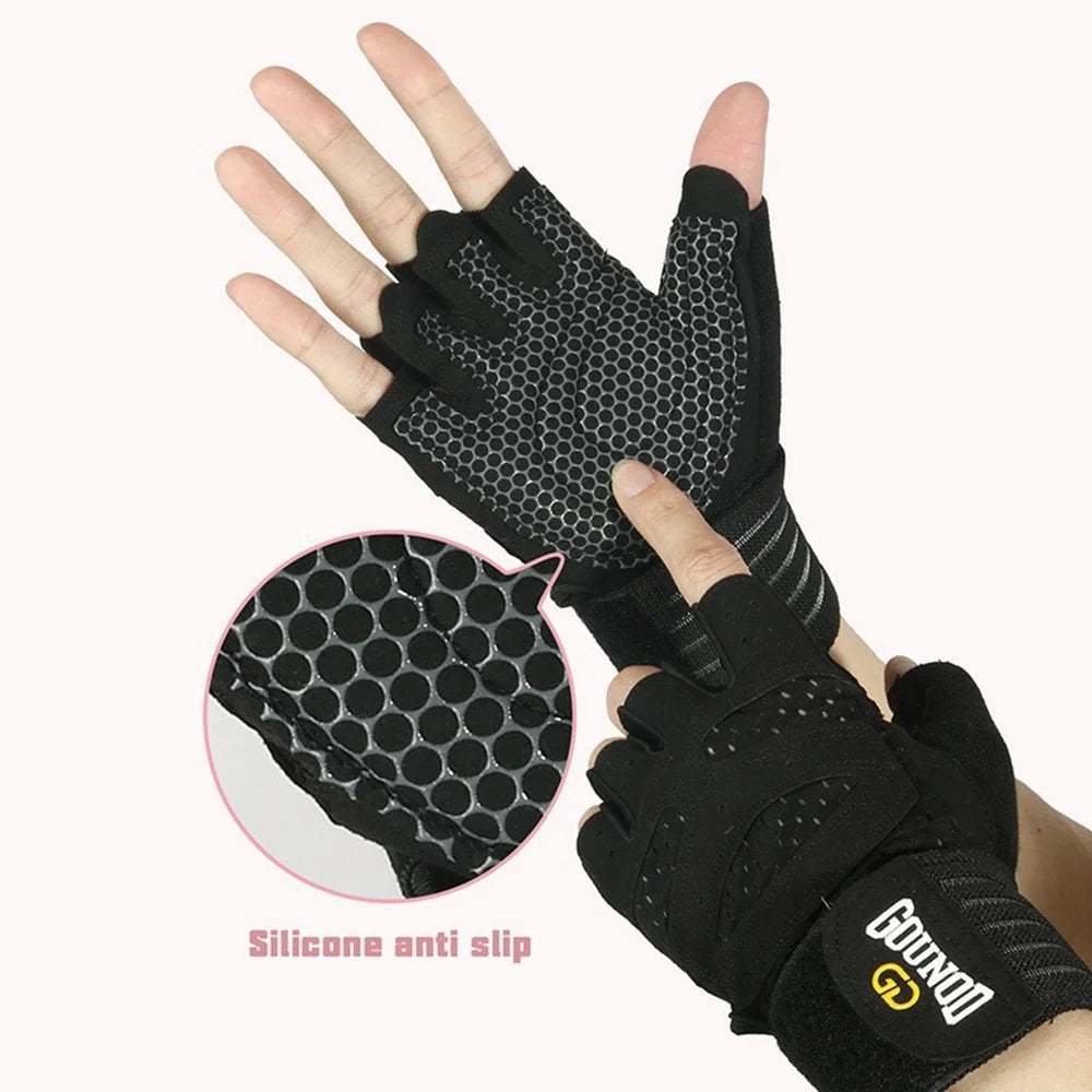 GOUNOD GL040 Non Slip Weightlifting Gloves Breathable Half Finger Fitness Gloves Size M - Black - 2