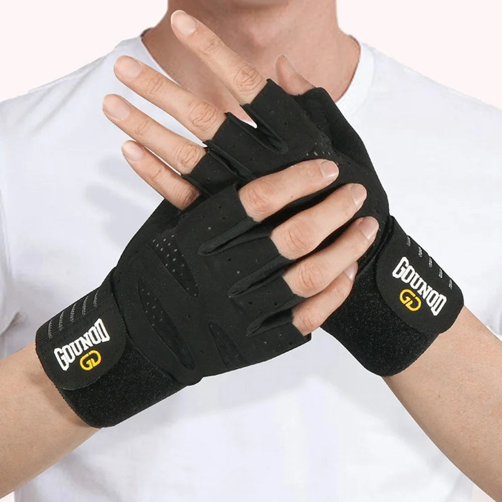 GOUNOD GL040 Non Slip Weightlifting Gloves Breathable Half Finger Fitness Gloves Size S - Black - 4