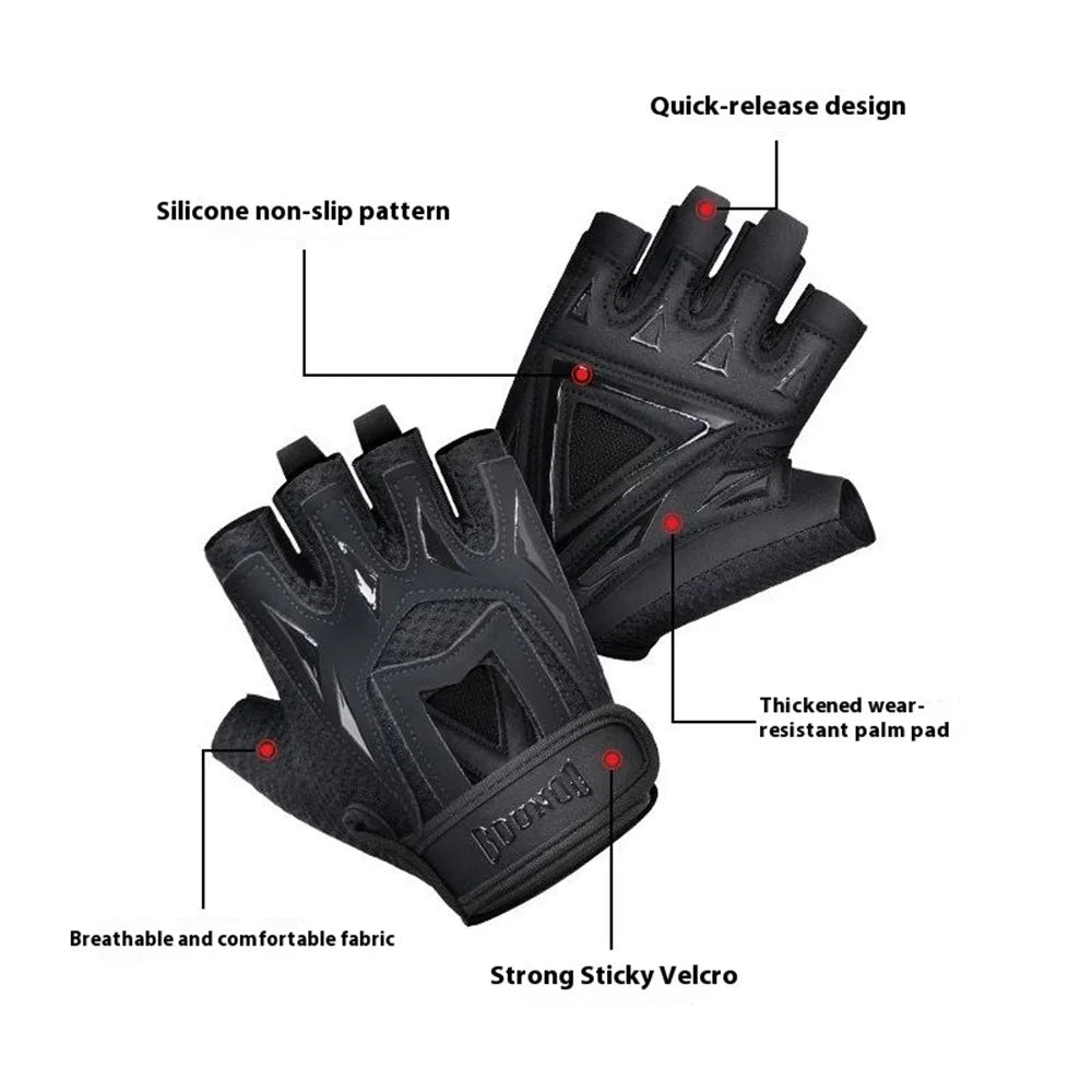 GOUNOD GL002 1 Pair Anti Slip Workout Gloves Shock Absorption Fitness Half Finger Gloves - Black / S - 3