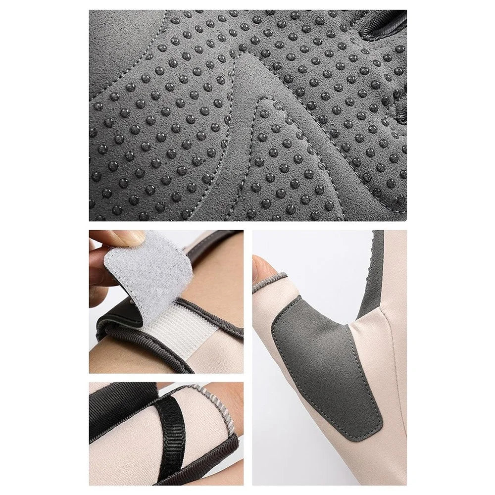 GOLOVEJOY XG84 1 Pair Half Finger Sport Fitness Gloves Anti Slip Shock Absorbing Open Back Mittens - Light Grey / S - 5