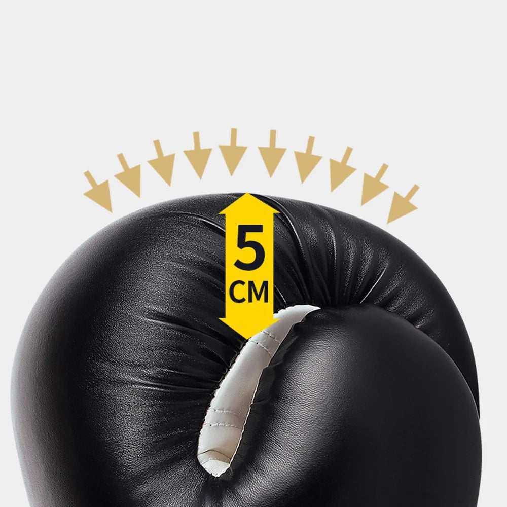 AIBEIJIAN 10oz For Teenager Sports Boxing Gloves Muay Thai MMA Training Workout Kickboxing PU Mitts - Black - 5