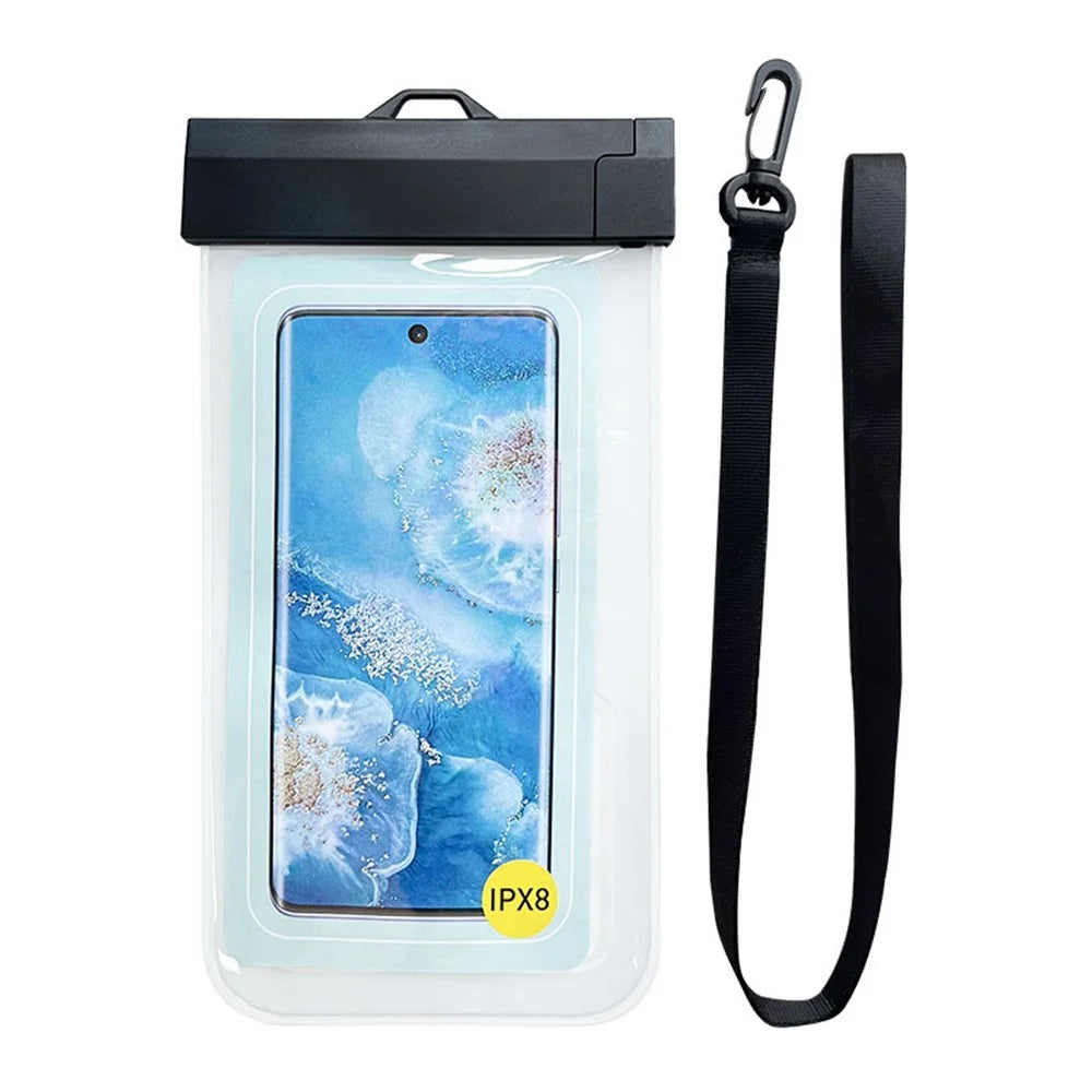 Sliding Rail TPU Waterproof Case for Up To 7.2 Inches Phones Dry Bag Touch Sensitive HD Camera - Black - 1