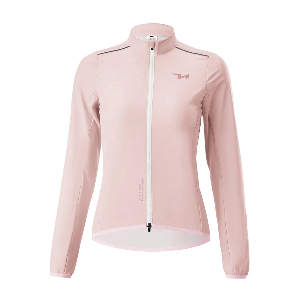 ROCKBROS TVI Series Women Cycling Sports Windbreaker Long Sleeve Breathable Windproof Jacket, Size XS - Pink - 2