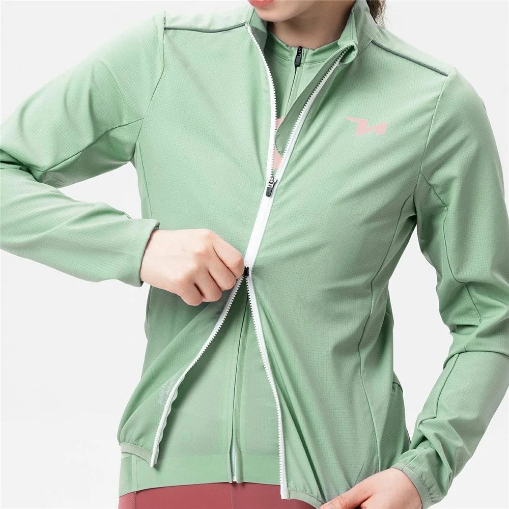 ROCKBROS TVI Series Women Cycling Sports Windbreaker Long Sleeve Breathable Windproof Jacket, Size L - Pink - 4