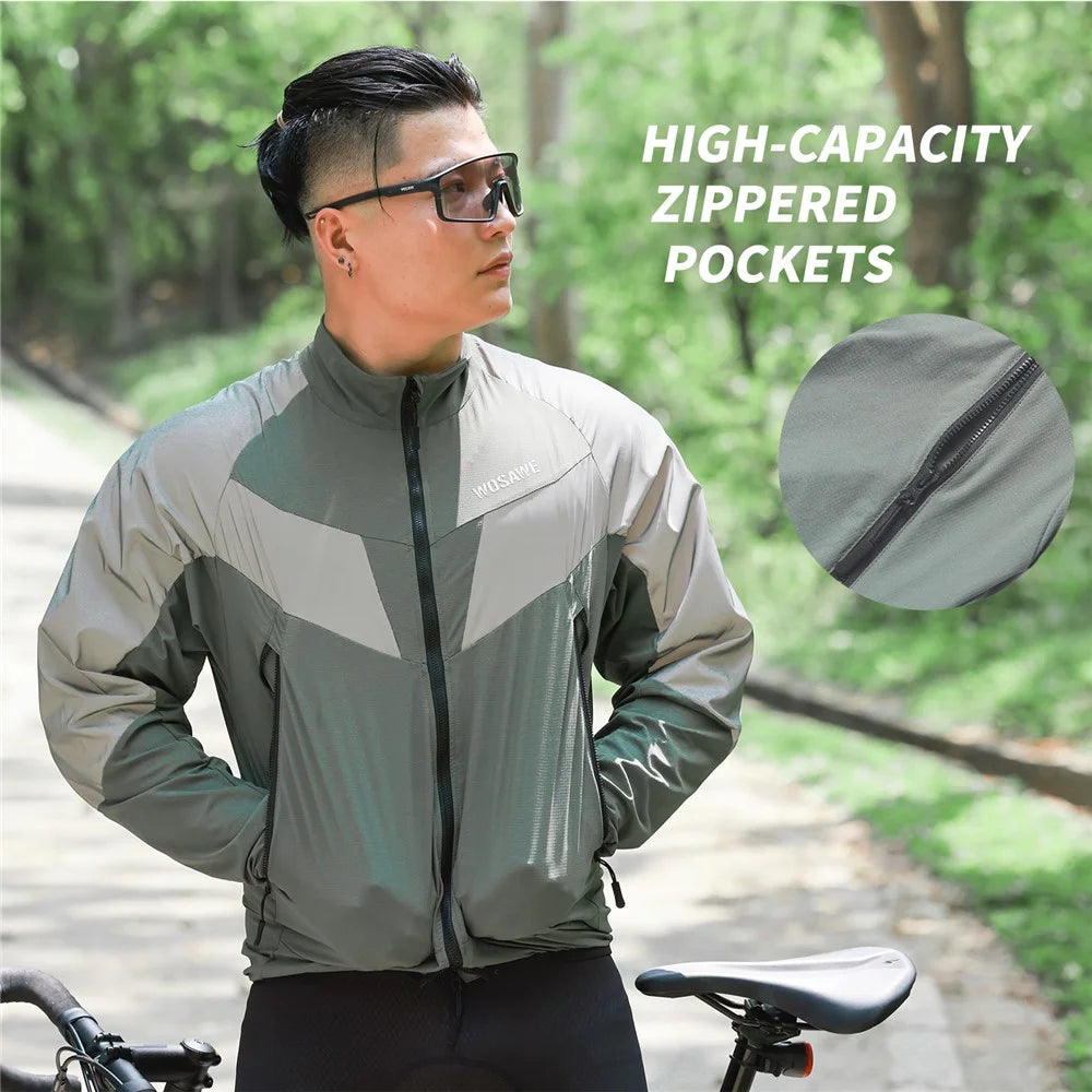 WOSAWE Spring Summer Cycling Jacket Bike Windproof Water Resistant Reflective Climbing Night Running Jacket, Asian L / EU M - Green - 6