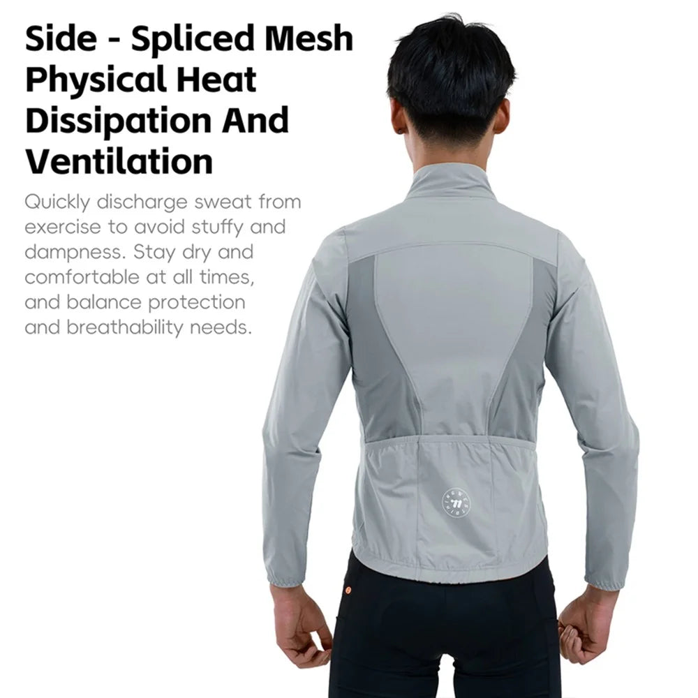 WEST BIKING YP0202341 Mountain Bike Windproof Jacket Summer Spring Lightweight Cycling Jersey Men Top - Grey S - 6