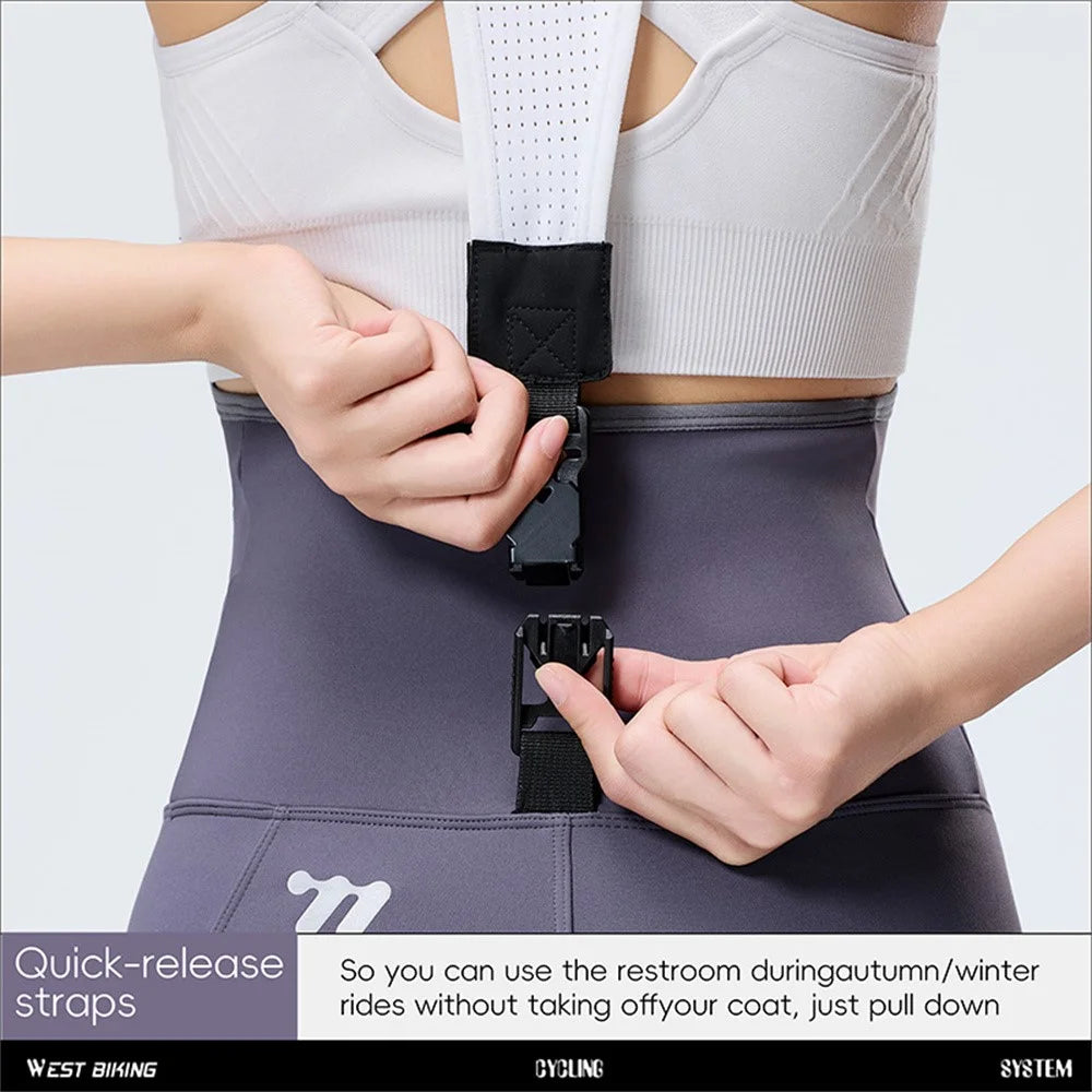 WEST BIKING YP0210021 Lightweight Cycling Bib Pants Quick Release Padded 3D Ergonomic Long Pants for Women Autumn Winter - Black / M - 5