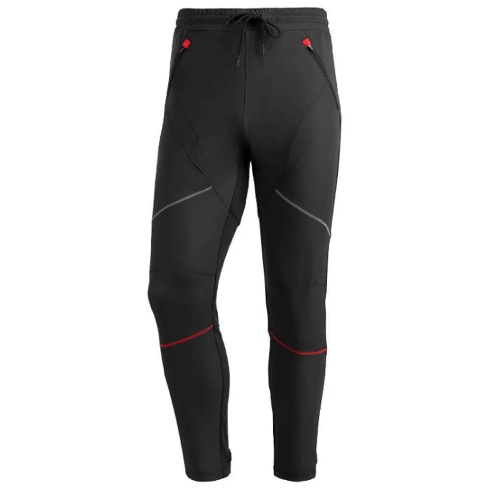 ROCKBROS 20420033 Windproof PU Autumn Winter Cycling Pants 3D Ergonomic Fleece Thermal Bicycle Pants for Outdoor Cycling - Black / S - 1