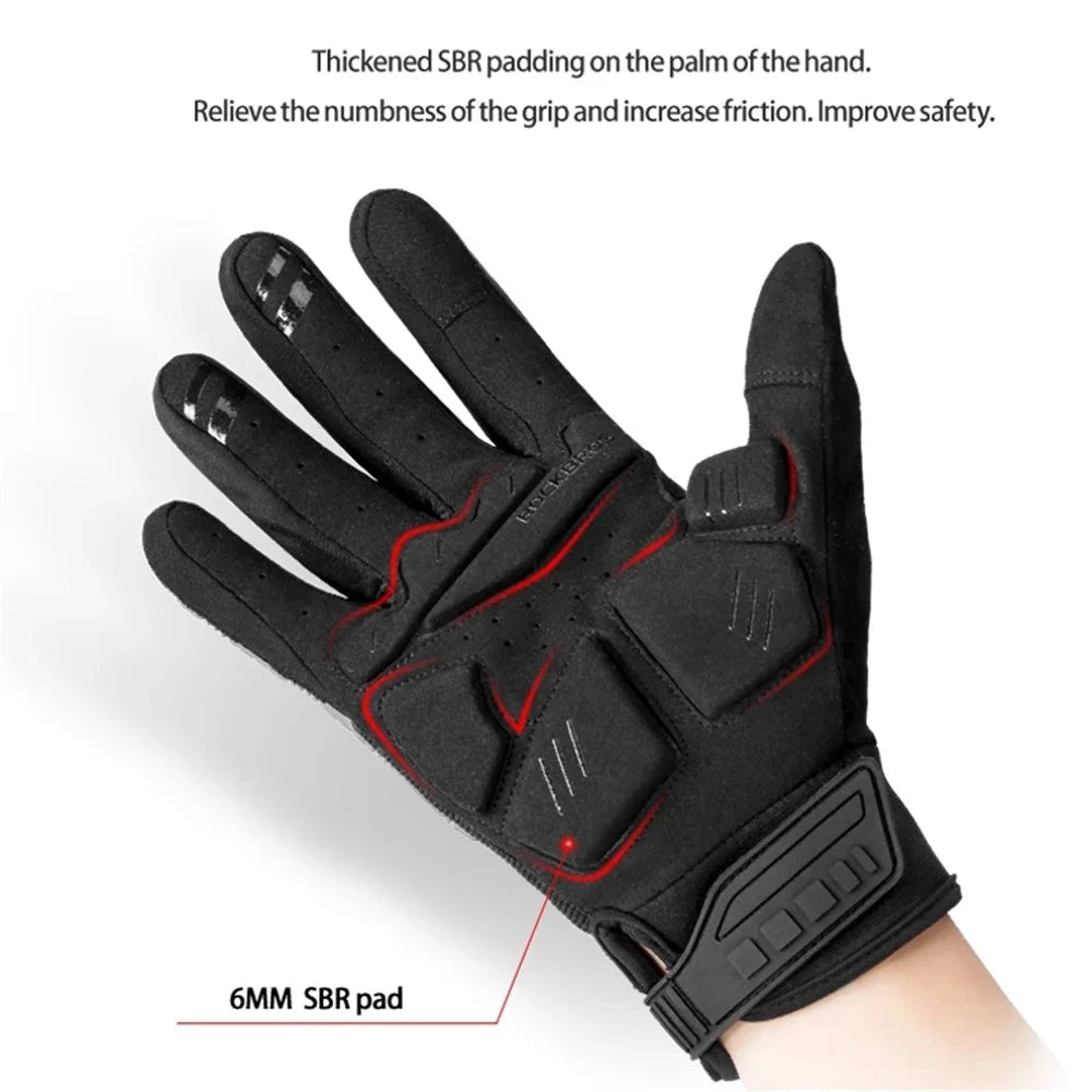 ROCKBROS S210BK One Pair Full Finger SBR 6mm Thickened Pad Shockproof Outdoor Bicycle Gloves - Size: S - 4