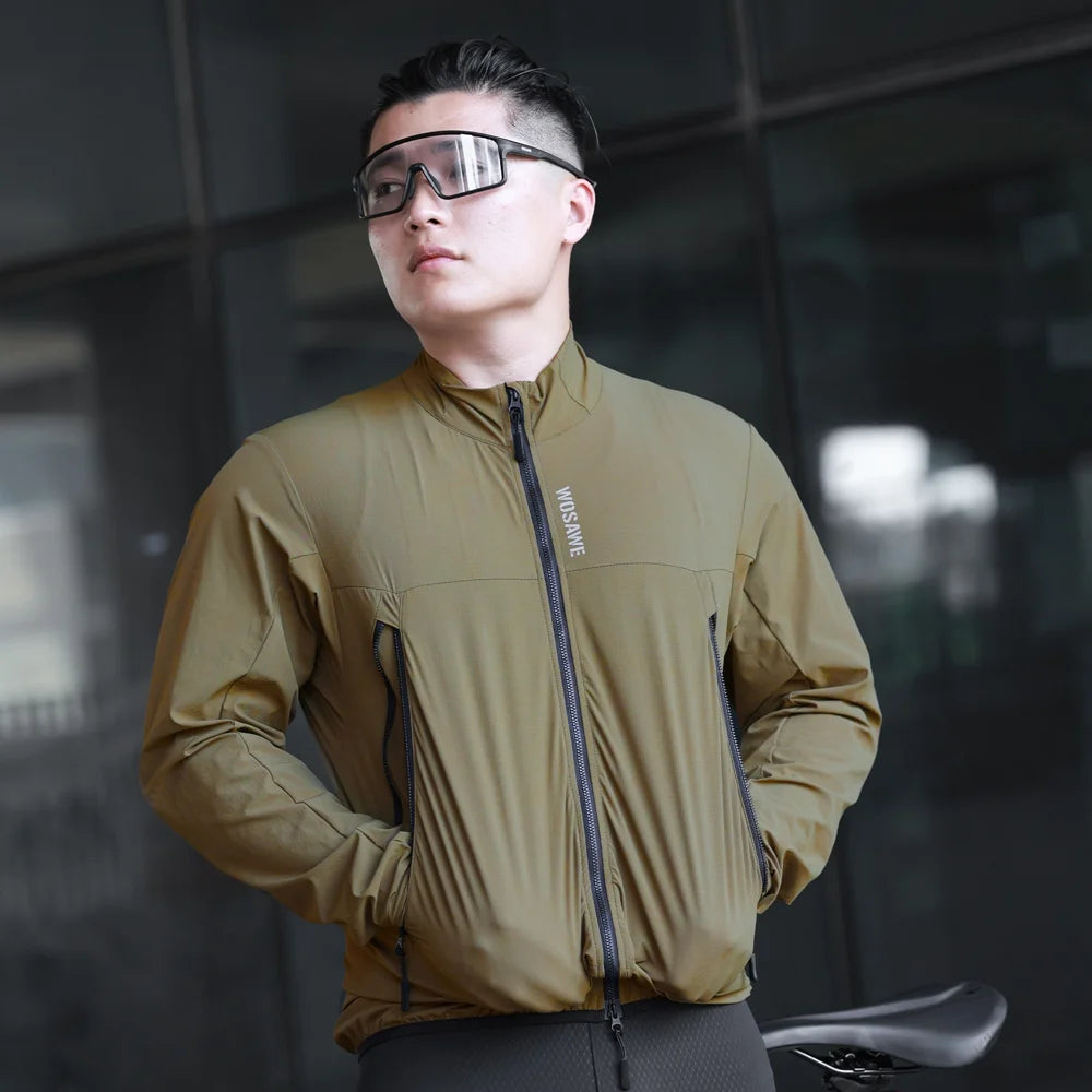 WOSAWE BE223 Cycling Jacket Windproof Waterproof Long Sleeve Road Bike Windbreaker Coat with Reflective Strips - BE223/Y Yellow|Asian Size M/European Size S - 5