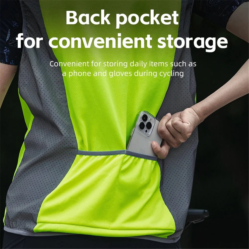 ROCKBROS YPW054 Reflective Vest Polyester Night Safety Jacket for Outdoor Cycling Running - M - 4