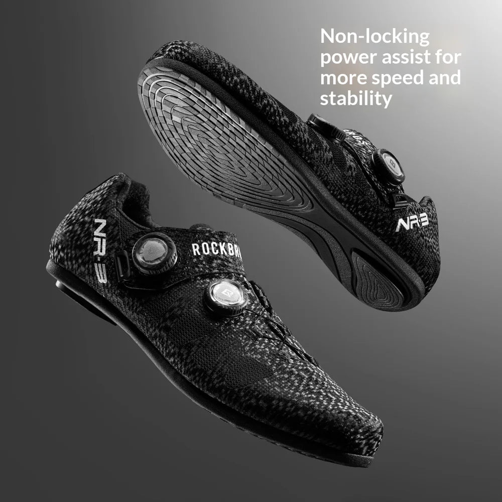 ROCKBROS Professional Road Mountain Bike Shoes with Adjustable Rotary Knob Anti Slip Bicycle Racing Sneakers - Black/Size 36 - 3