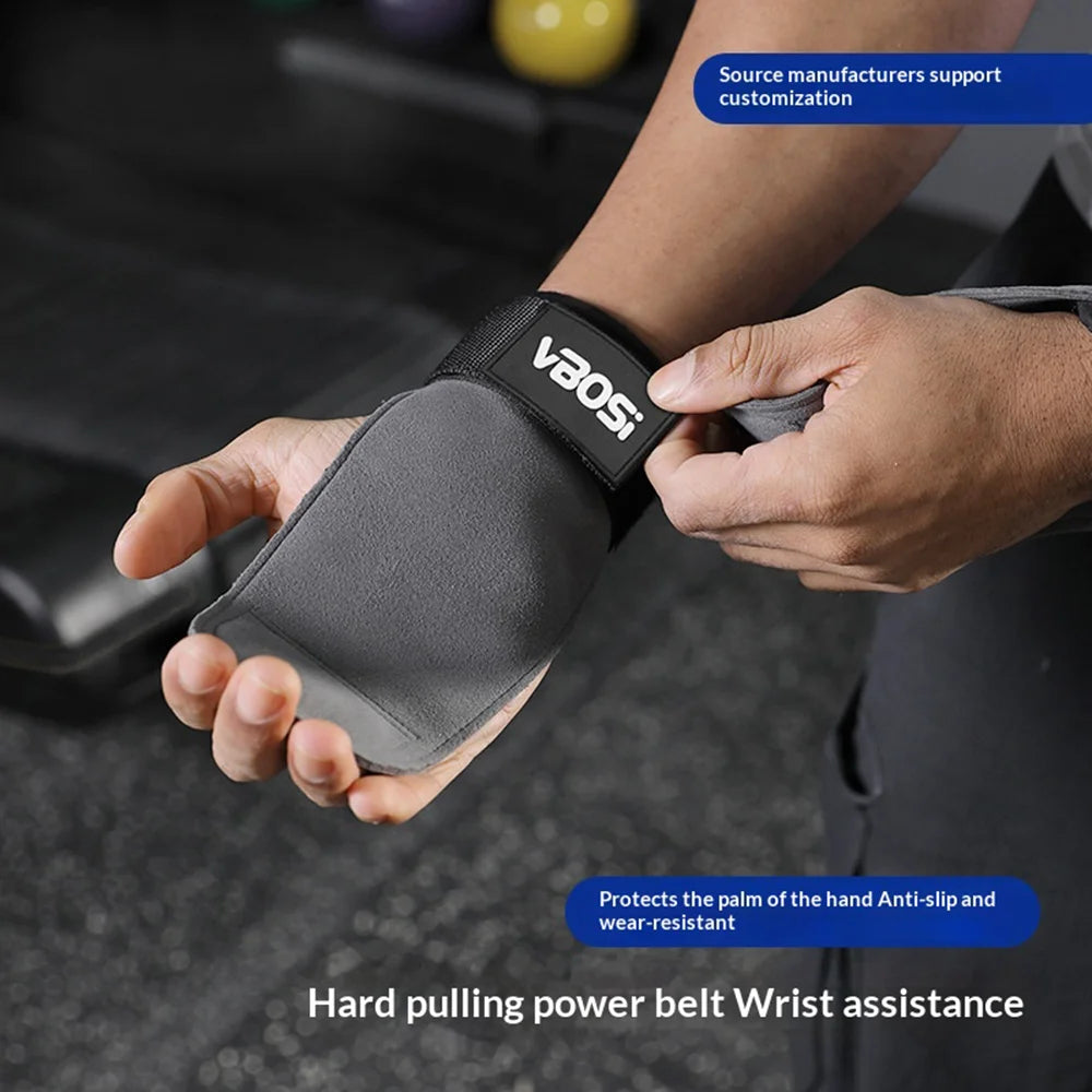 VBOSI 9304V 1 Pair Breathable Lifting Straps Weightlifting Grips Workout Gloves for Deadlift Pull Up Gym - Black - 3