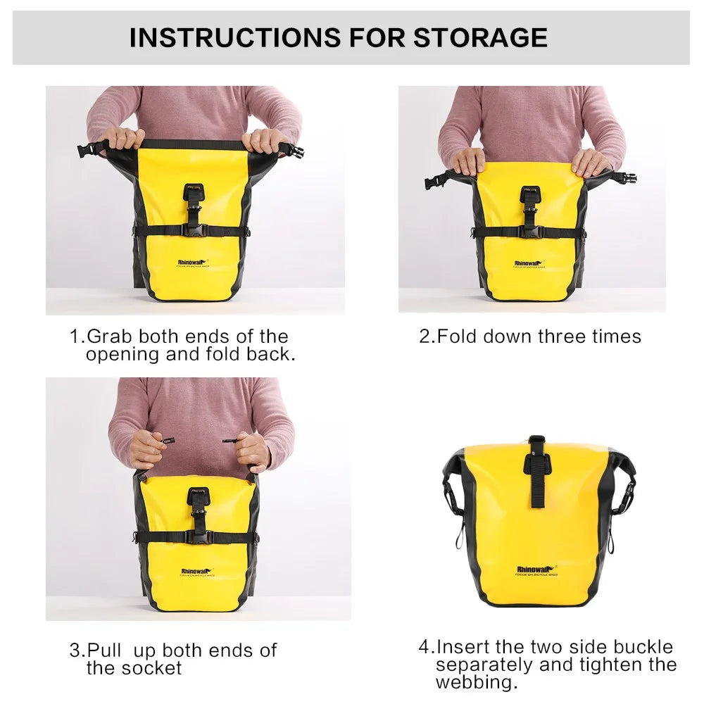 RHINOWALK RK19663 Waterproof Bicycle Bike Bag Tail Seat Front Bag Pack Storage Pannier - Yellow - 5