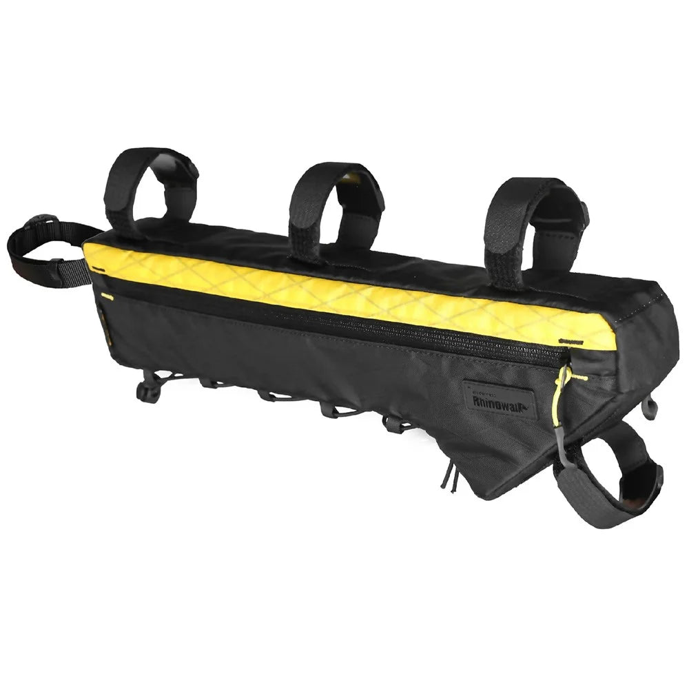 RHINOWALK BHD0016 Bicycle Frame Bag 2.4L Waterproof Bicycle Pouch Under Tube Bag for Road Mountain Cycling - Black / Yellow - 1