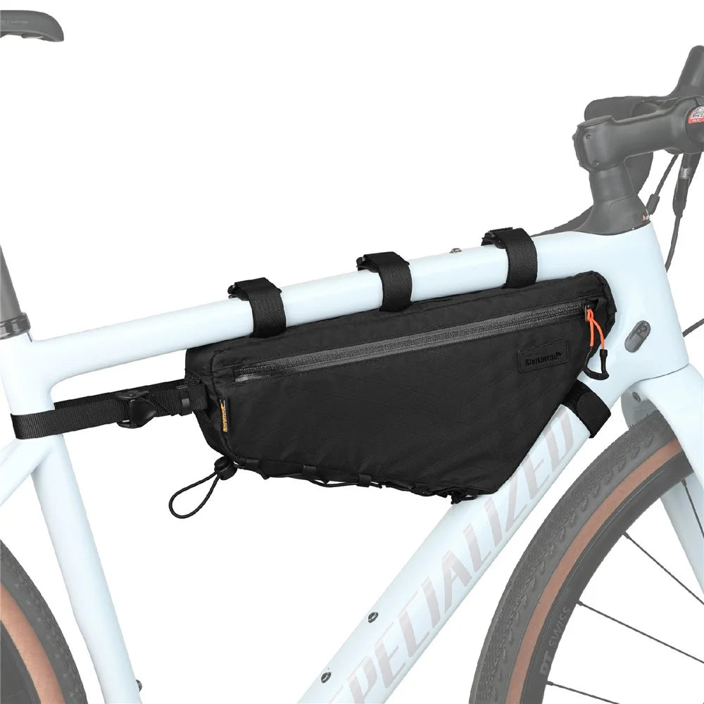 RHINOWALK BHD0018 2.9L Bicycle Front Frame Nylon Triangle Bag Bike Cycling Storage Bag, 36x6x17cm - Black - 2