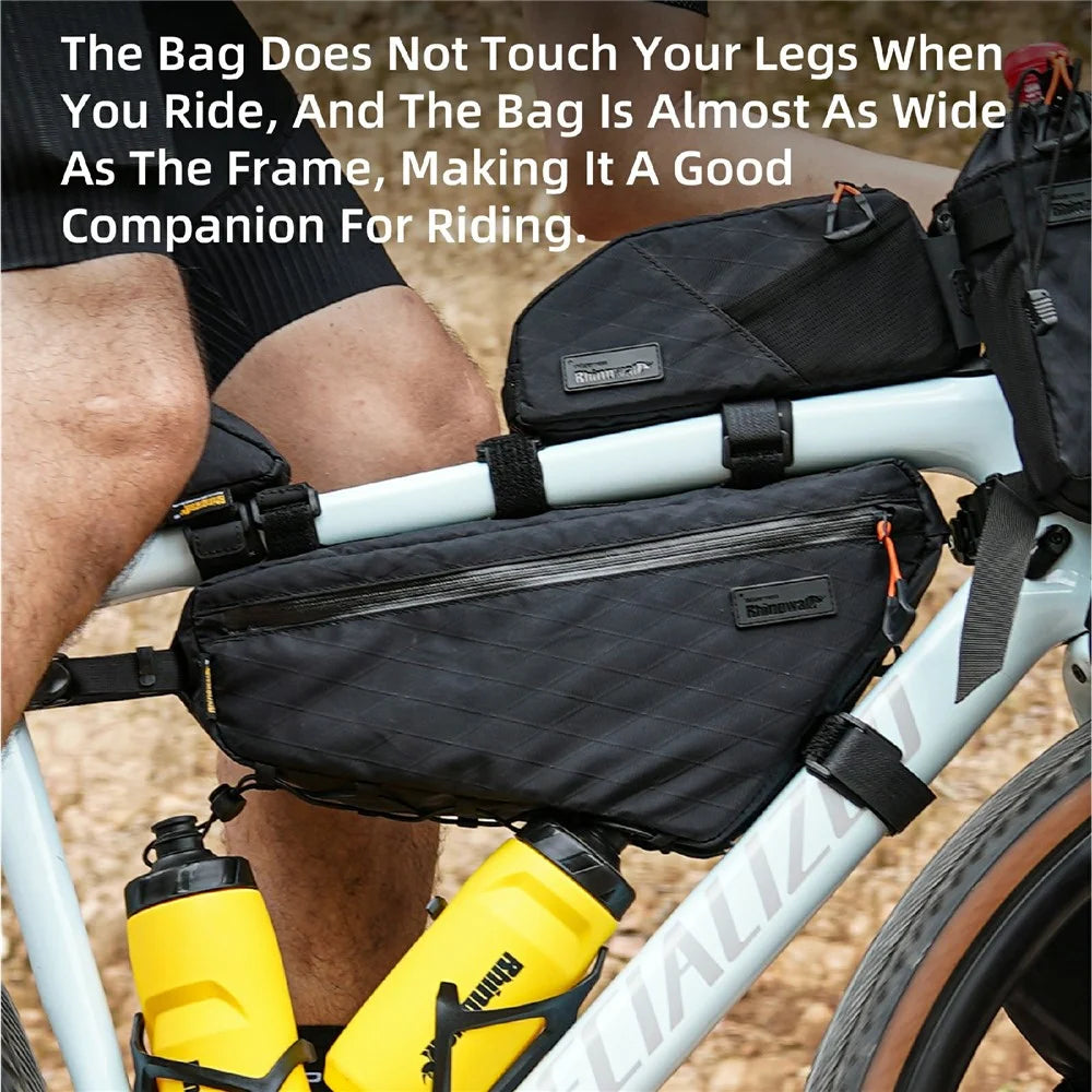 RHINOWALK BHD0018 2.9L Bicycle Front Frame Nylon Triangle Bag Bike Cycling Storage Bag, 36x6x17cm - Black - 3