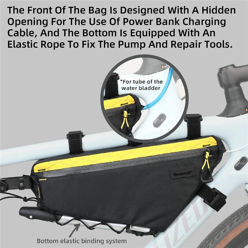 RHINOWALK BHD0018 2.9L Bicycle Front Frame Nylon Triangle Bag Bike Cycling Storage Bag, 36x6x17cm - Black - 5