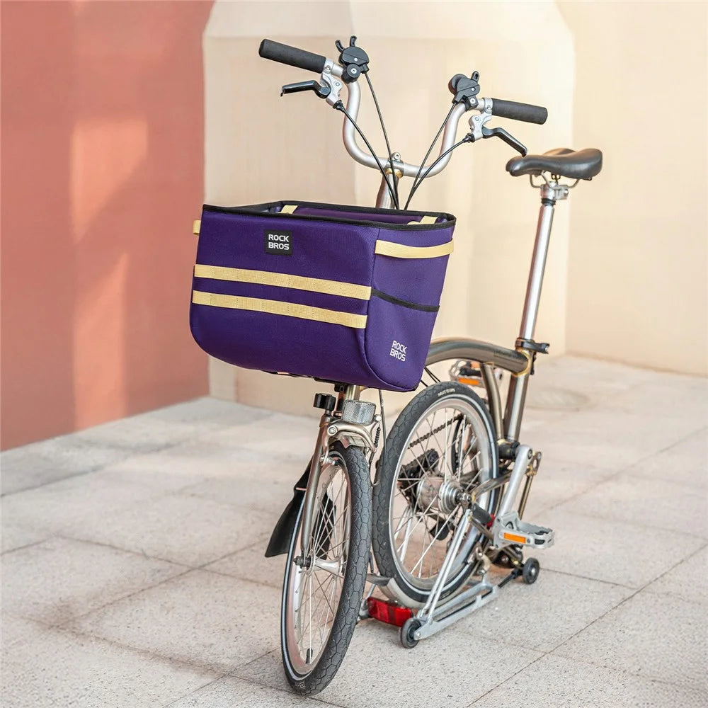 ROCKBROS W016 16L Waterproof Handlebar Bag for Folding Bike Aluminum Frame Cycling Storage Front Basket - Purple - 2