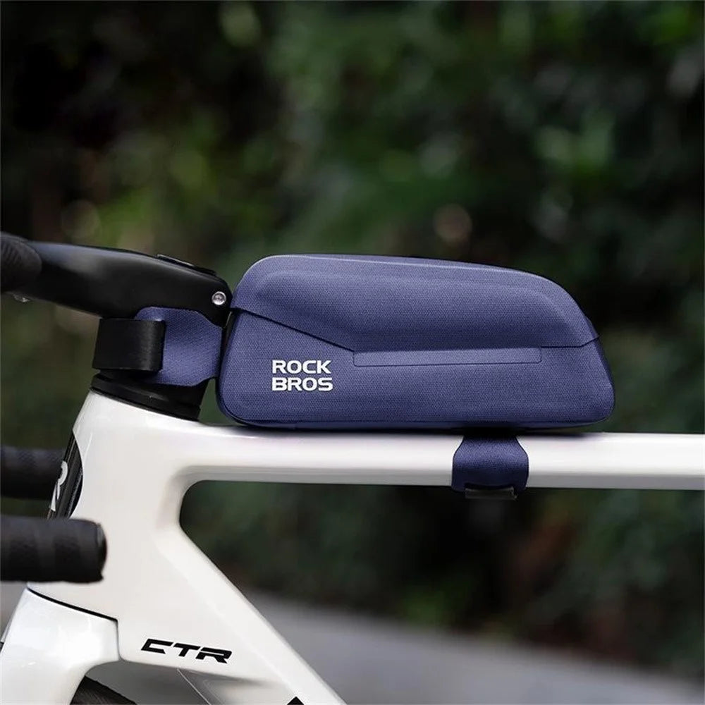 ROCKBROS 30120122 AS-133 Size S Bicycle Front Frame Bag Magnetic Flip Cover Waterproof Top Tube Bag for Road Mountain Bike - Blue - 6