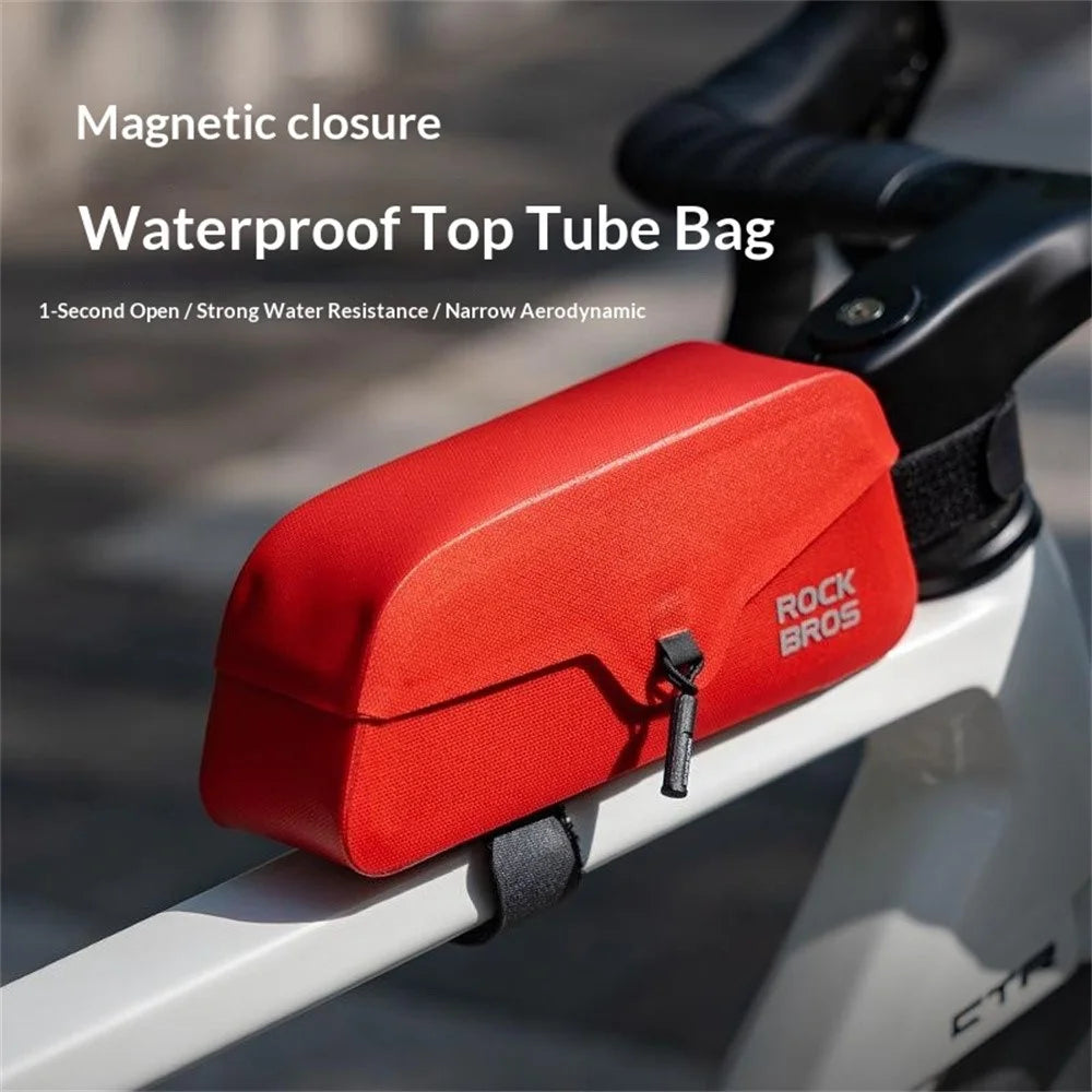 ROCKBROS 30120122 AS-133 0.6L Magnetic Bike Bag Waterproof Front Top Tube Bag for Road Mountain Bikes - Black - 2