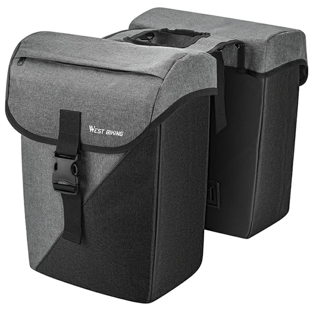 WEST BIKING YP0707427 Dual Rear Rack Bag 32L Bike Pannier Bag for Mountain / Road Bicycle Luggage Carrier - Black / Grey - 1
