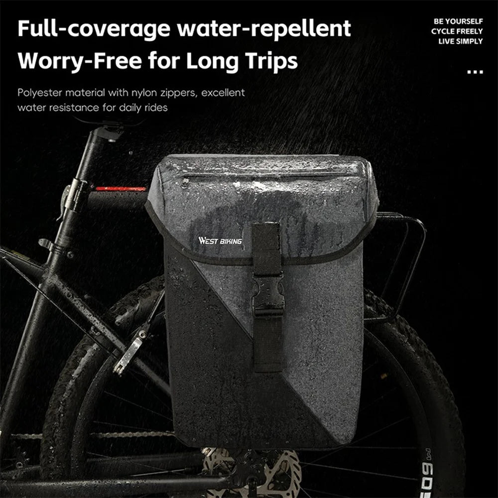 WEST BIKING YP0707427 Dual Rear Rack Bag 32L Bike Pannier Bag for Mountain / Road Bicycle Luggage Carrier - Black / Grey - 2
