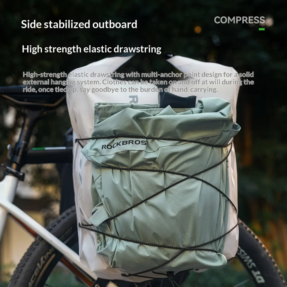 ROCKBROS AS-159 23L Bicycle Rear Rack Bag Waterproof Nylon Pannier Vacuum Compression Bike Storage Pack - Black - 2