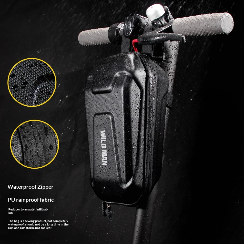 WILD MAN TS8 Waterproof EVA Hard Shell Storage Bag 3L Reflective Handlebar Bag for Electric Scooter Bicycle - Black/3L - 2