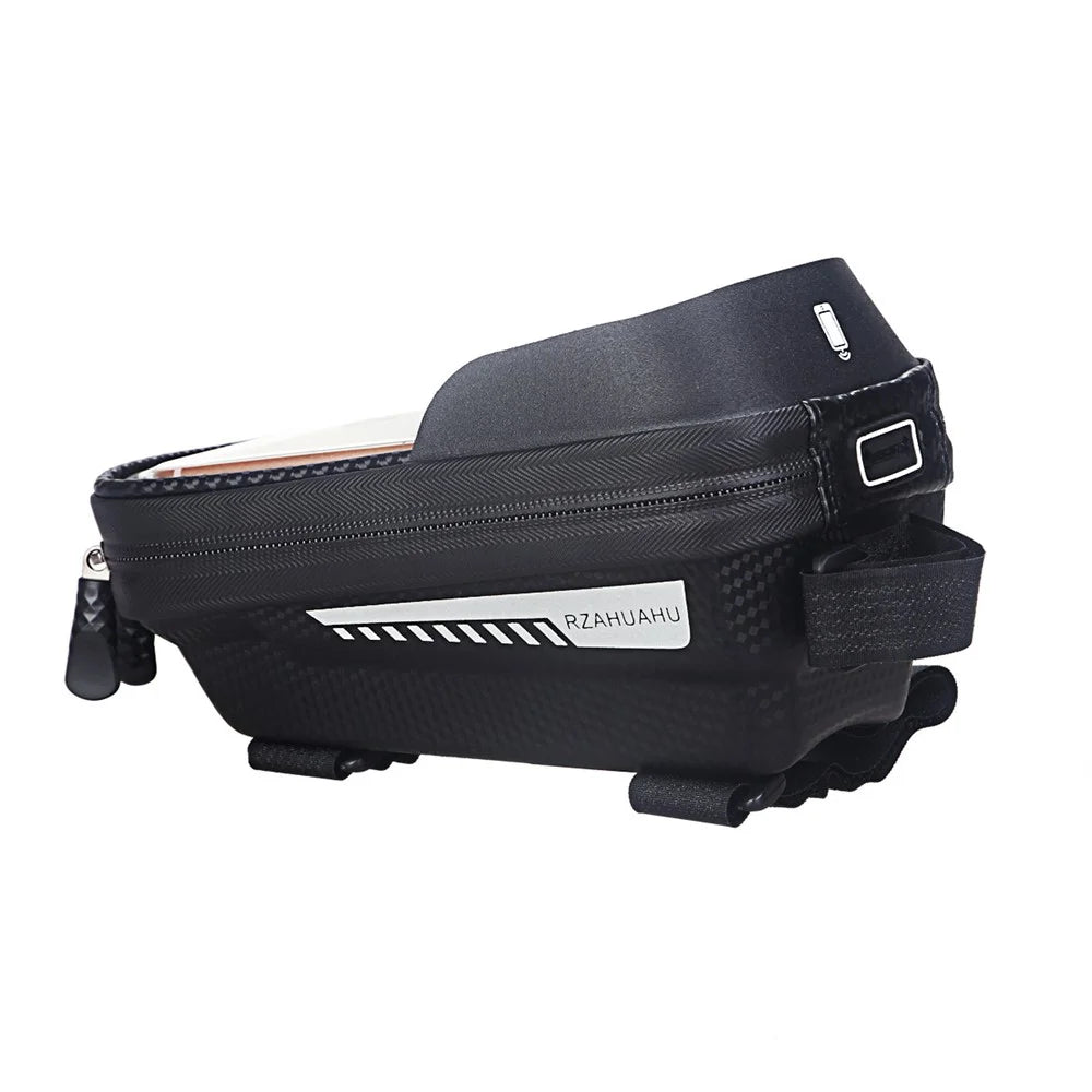 RZAHUAHU Waterproof Hard Shell Bike Phone Bag Bicycle Frame Top Tube Touch Screen Cycling Phone Case for Cellphone Below 6.5 Inches - 4