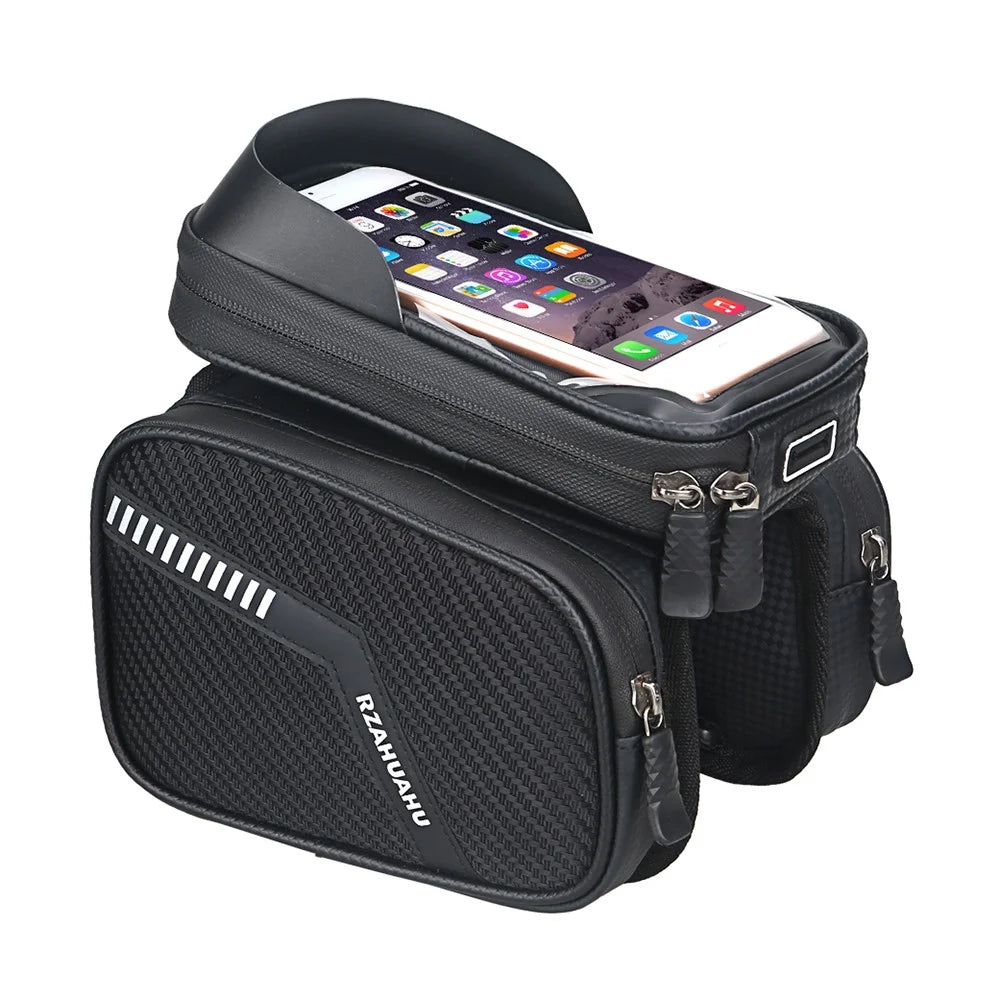 Waterproof Cycling Bike Front Frame Bag 7.2-inch Phone Touchscreen Visor Pouch Bicycle Top Tube Storage Bag - 6