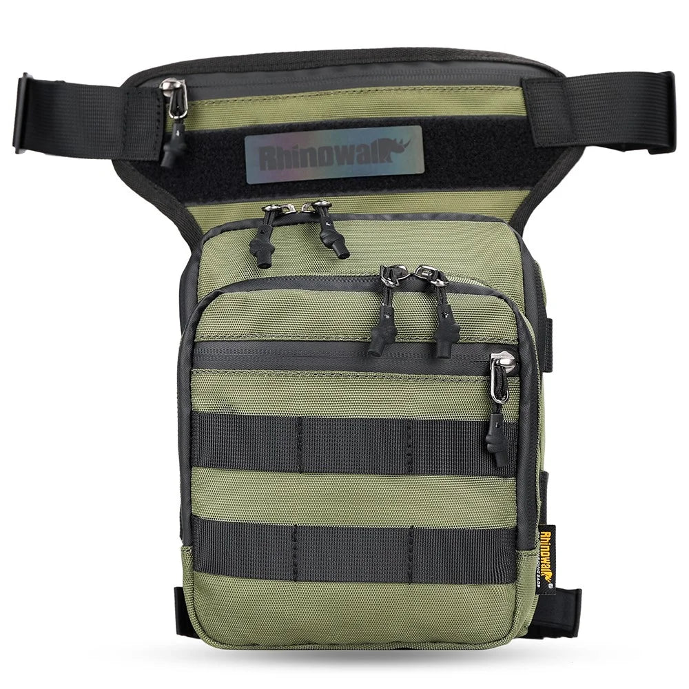 RHINOWALK MT102 Cycling Leg Bag Multifunction Waist Bag Chest Bag Crossbody Bag Outdoor Travel Fishing Hiking Cycling Hip Bags - Army Green - 2