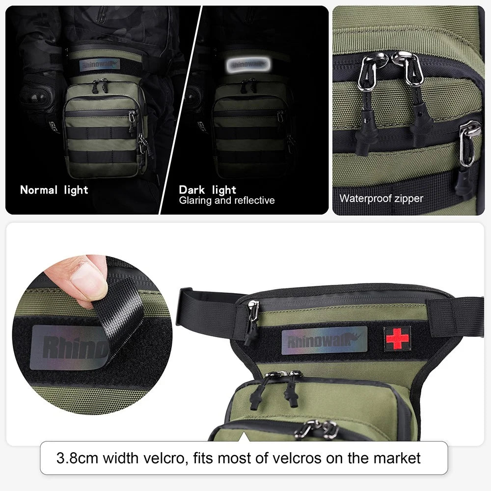 RHINOWALK MT102 Cycling Leg Bag Multifunction Waist Bag Chest Bag Crossbody Bag Outdoor Travel Fishing Hiking Cycling Hip Bags - Army Green - 7