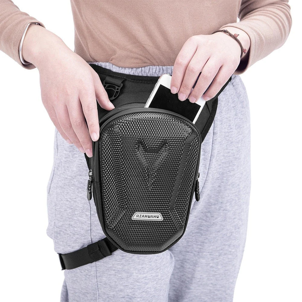 RZAHUAHU Hard Shell Waterproof Motorcycle Riding Cycling Leg Bag Phone Tools Storage Messenger Bag - 3
