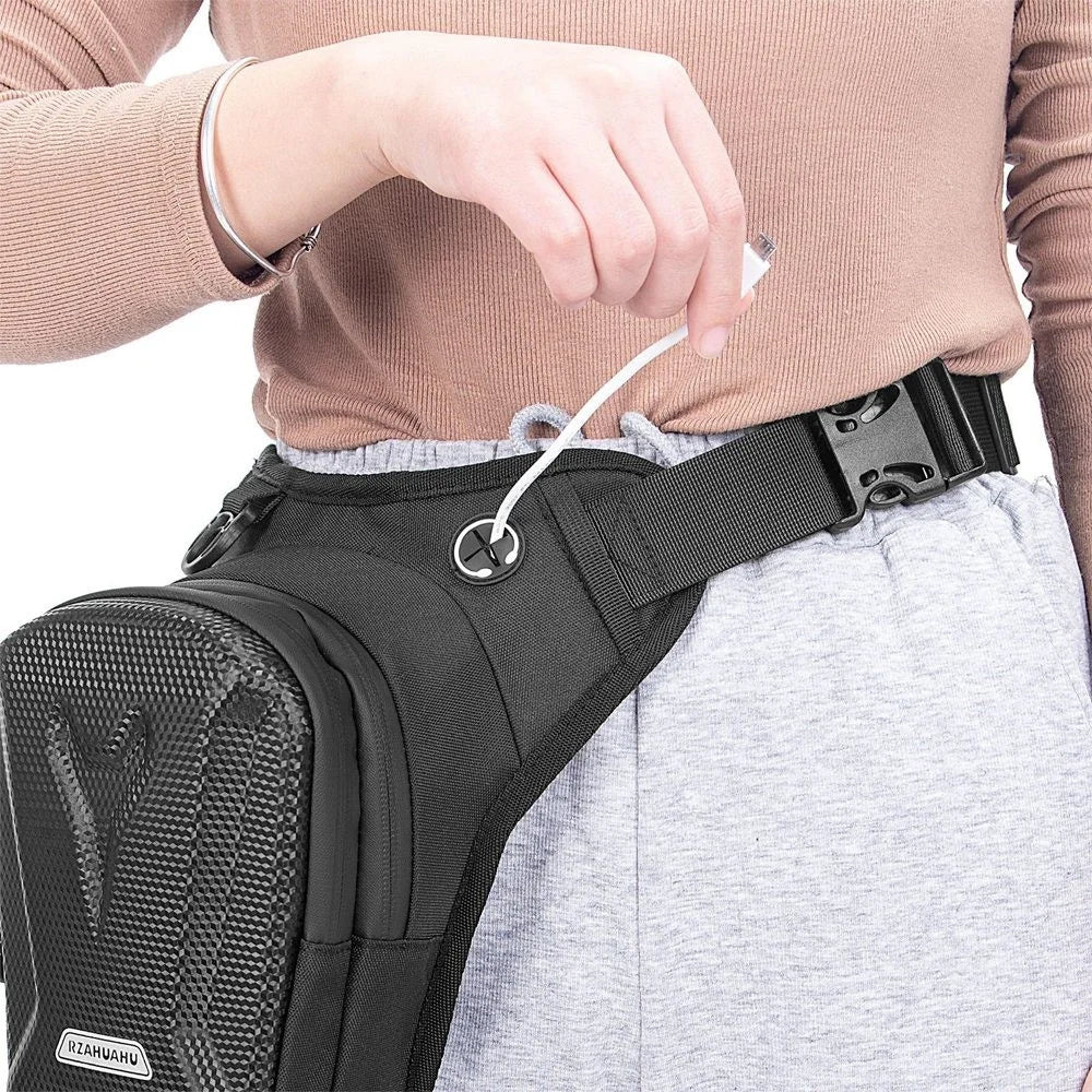 RZAHUAHU Hard Shell Waterproof Motorcycle Riding Cycling Leg Bag Phone Tools Storage Messenger Bag - 5
