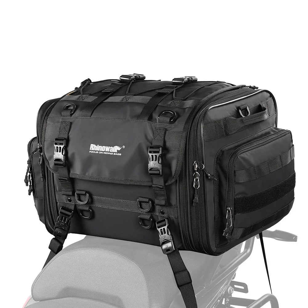 RHINOWALK MT4060 Motorcycle Travel Luggage Expandable 40L to 60L Large Capacity Wear Resistant Trunk Rack Bag Outdoor Cycling Accessories - 1