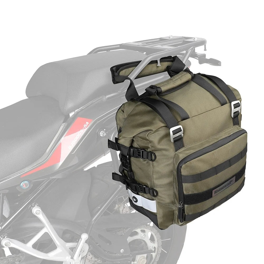 RHINOWALK MT2040 20L Quick Release Motorbike Side Storage Bag Polyester Motorcycle Luggage Pannier Bag - Green - 1