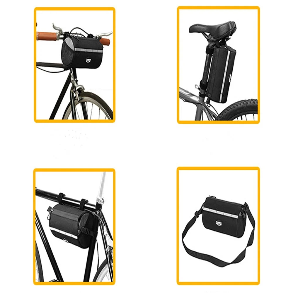 RZAHUAHU 2L Waterproof Bicycle Front Beam Bag MTB Bike Bag Cycling Shoulder Bag - Black / Grey - 6