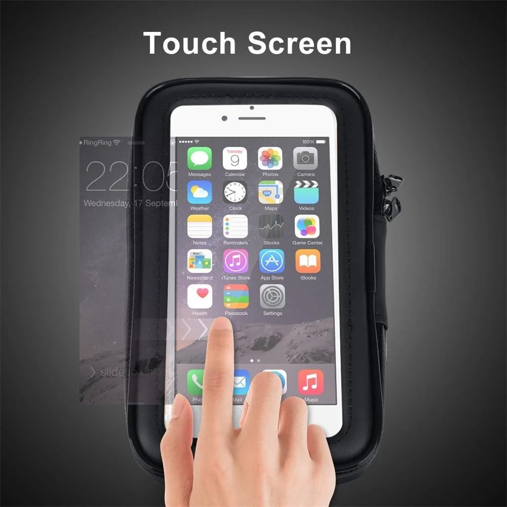 6.3-inch Bicycle Touch Screen Phone Bag Bike Handlebar Mount Waterproof Phone Holder Case, Size XL - 5