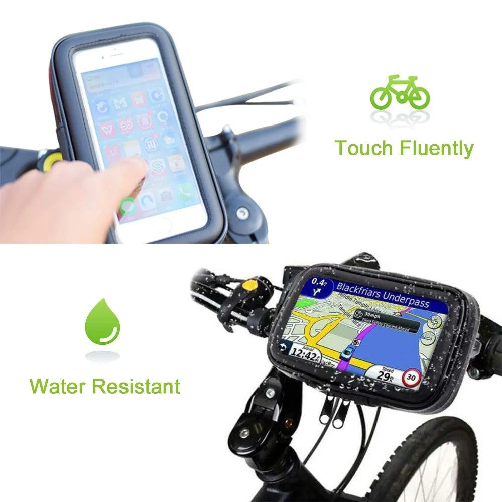 6.3-inch Bicycle Touch Screen Phone Bag Bike Handlebar Mount Waterproof Phone Holder Case, Size XL - 7