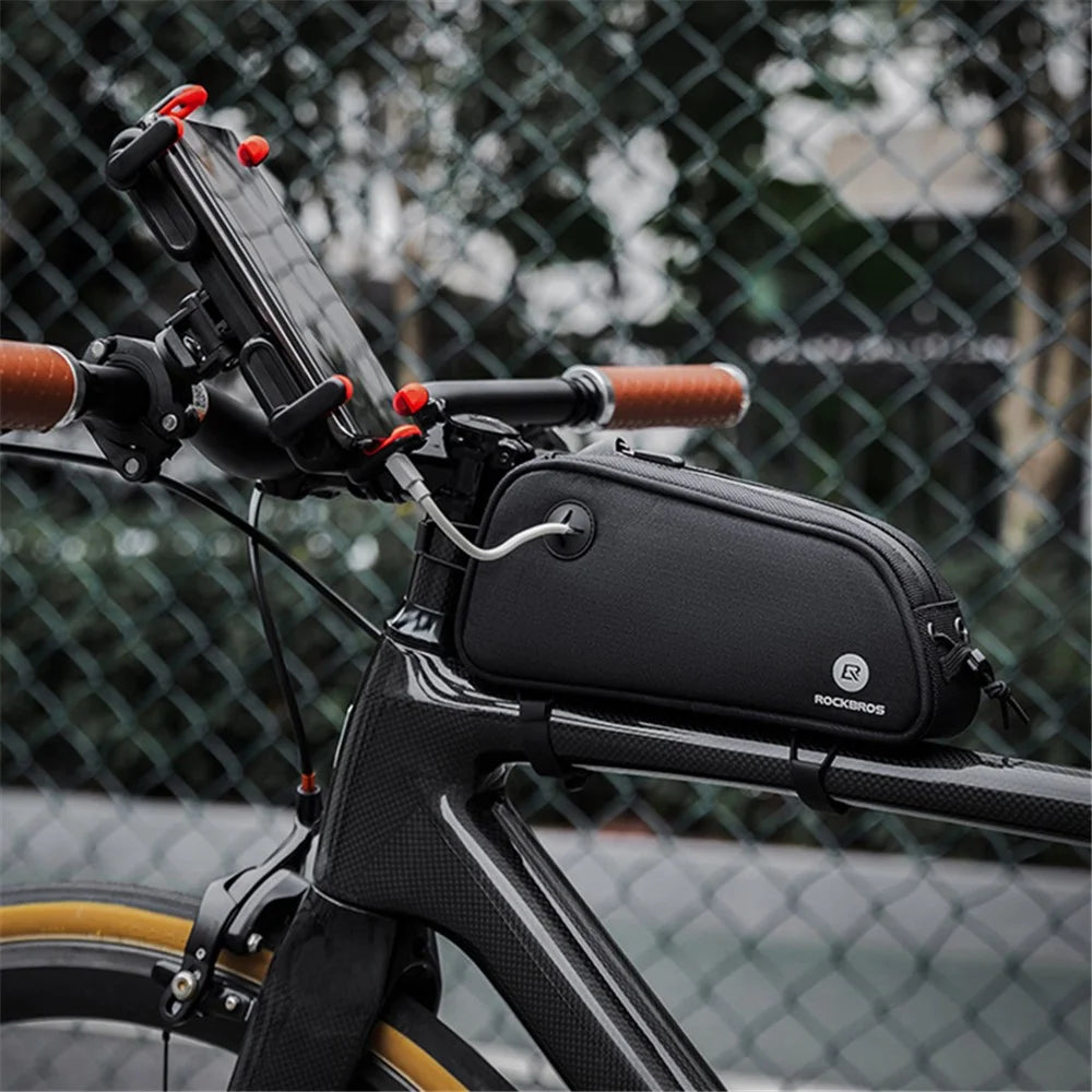 ROCKBROS 063 Polyester+PU Bicycle Phone Case for Mountain Bike Front Beam Tube Zippered Phone Bag - 6