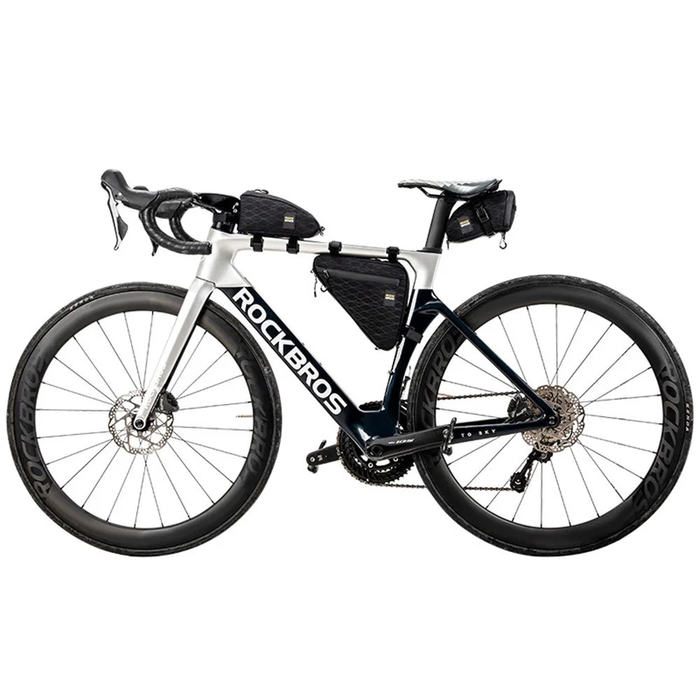 ROCKBROS 065 Polyester+PU Bicycle Bag Set with Seat Tail Bag, Triangle Frame Bag, Top Tube Front Bag - 2