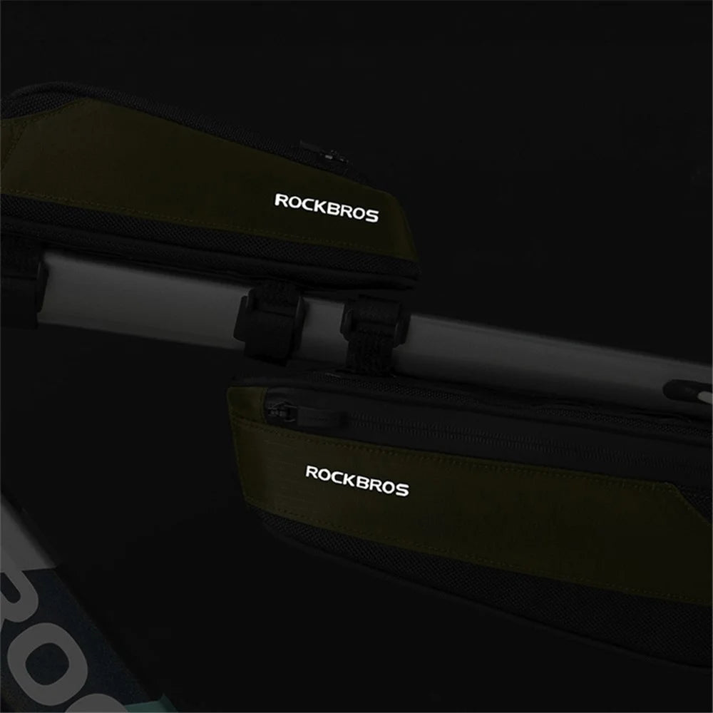 ROCKBROS 30120081001 1.4L Large Capacity Bike Front Beam Bag Reflective Bicycle Tube Bag, Lower - 5