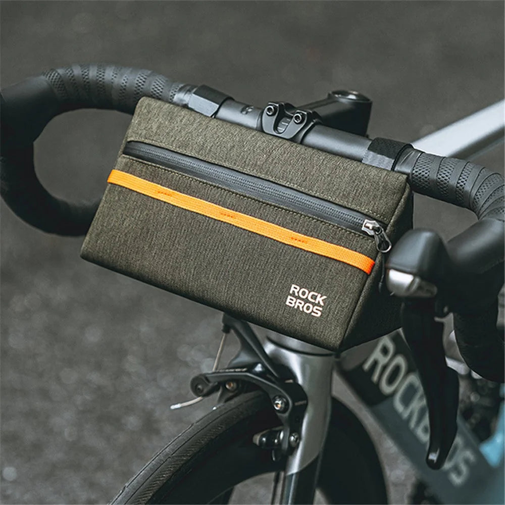 ROCKBROS 1.3L Triangle Bicycle Front Beam Bag Polyester Storage Pouch for Bike - Army Green - 7